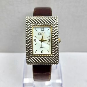 Womens Waltham Watch Copper Tone Mother Of Pearl Dial Cuff Bangle New Battery